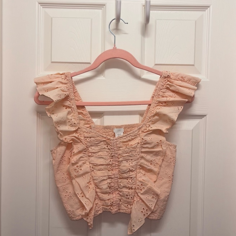 H&M Peach Eyelet Ruffle Tank